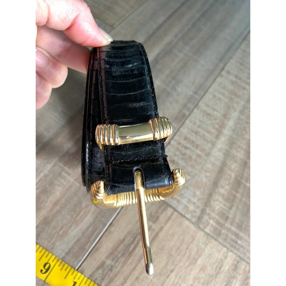 Amanda Smith Genuine Snake Skin Vinyl Lined Black Belt 5 Holes Size L main image 7